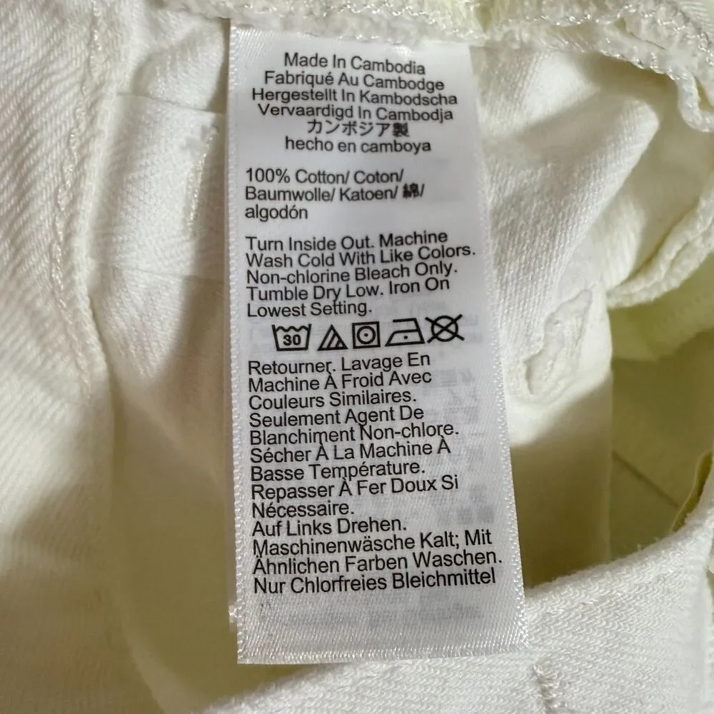 MADEWELL The Brynn Long Short 23 Pure White Rigid Denim Mid-Rise Cotton NWT B59